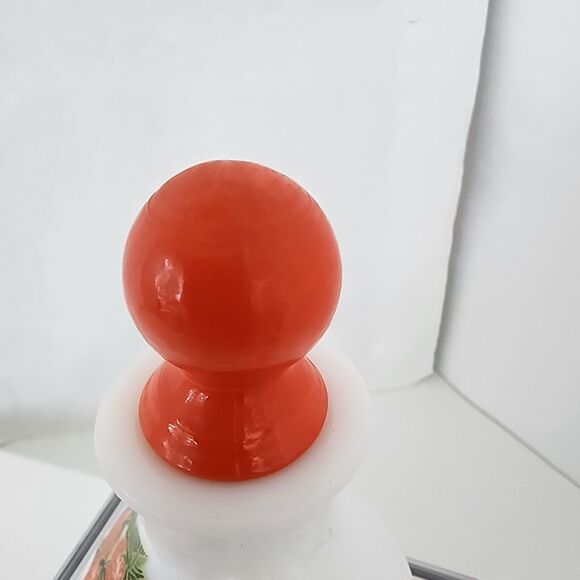 Retro White Milk Glass Strawberry Oil Vinegar Vintage Small Cruets 5.5" w/cork - Picture 7 of 14